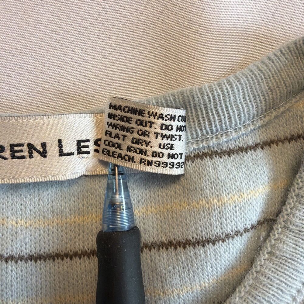 Vintage Karen Lessly Striped Knit Tank Top Sweater Vest Blue Brown M - Picture 4 of 7